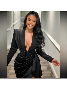 Women's BLITHELA Black Mini Blazer Dress Size L